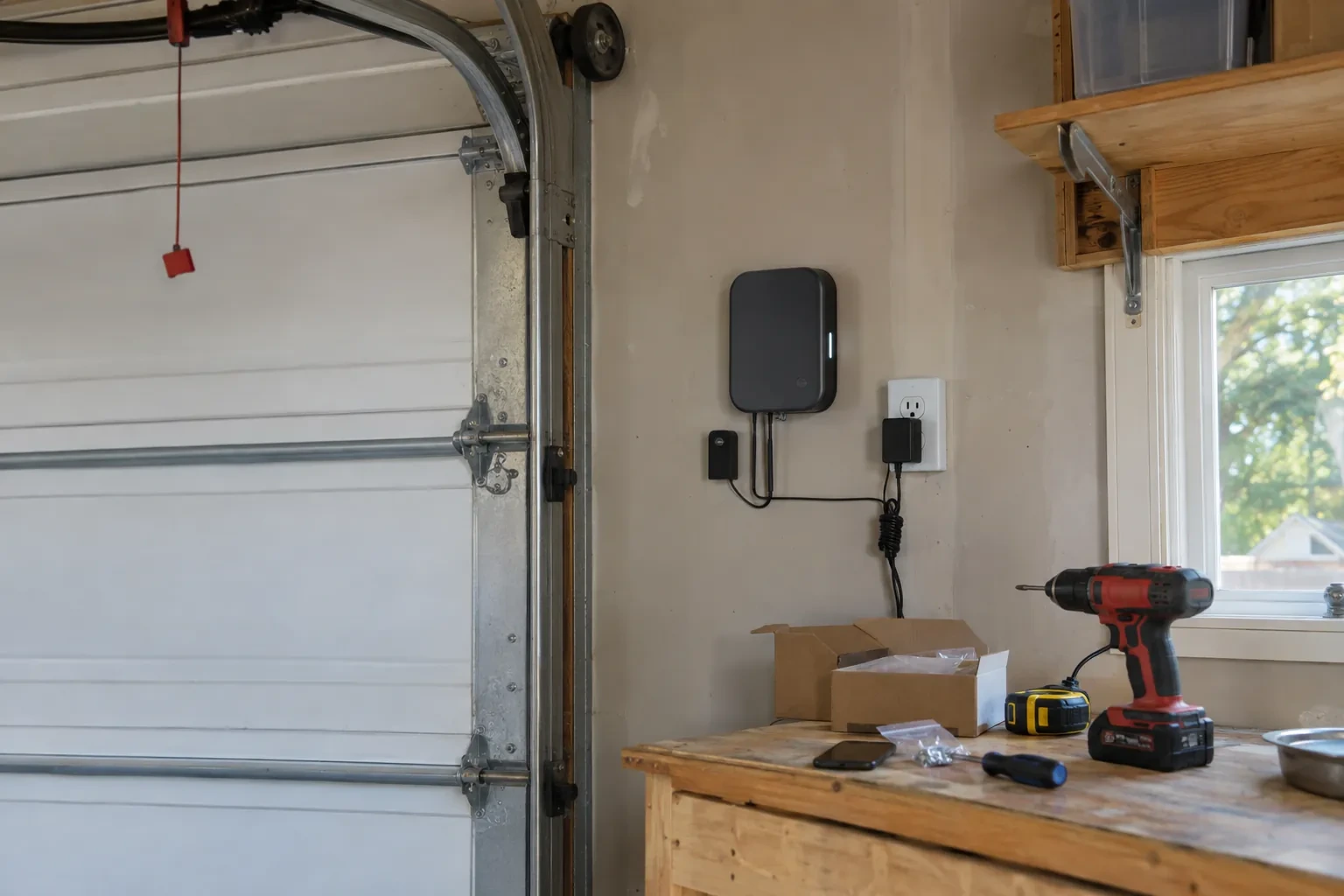 Illustrative garage doors scene; not an actual job