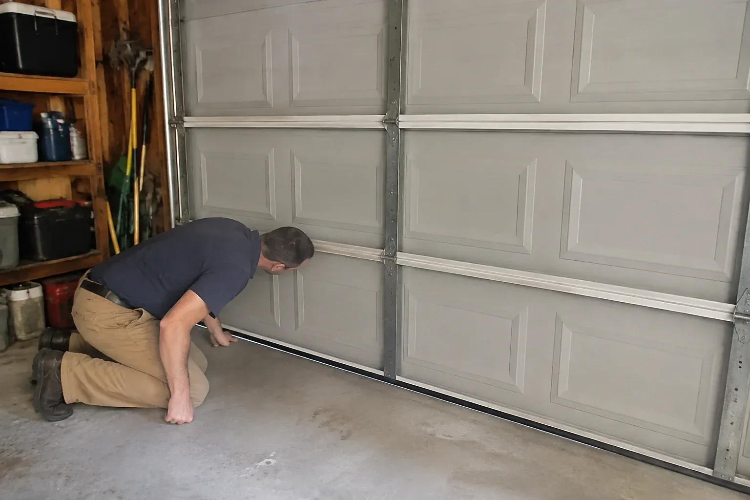 Illustrative garage doors scene; not an actual job — Garage Door Perimeter Weatherstrip, Uxbridge